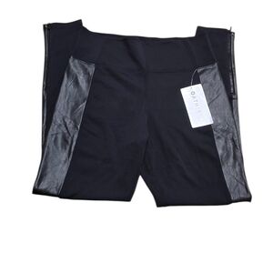 Athleta Black Leggings with Faux Leather Panels
